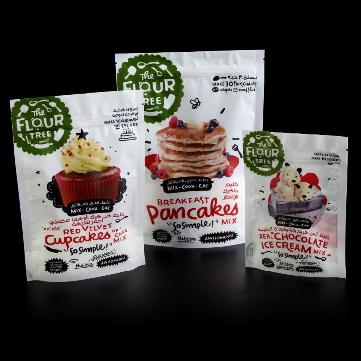 Custom Design Stand Up Plastic Food -pakkauspussi vetoketjulla