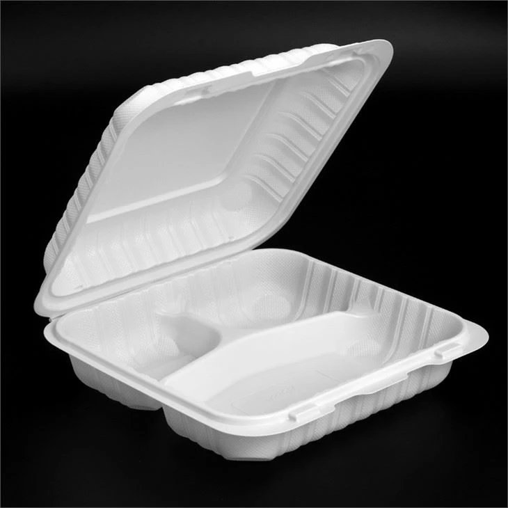 8x8 tuuman ympäristöystävällinen biohajoava simpukka Take Away -ruokalaatikko, saranoitu Togo sisältää