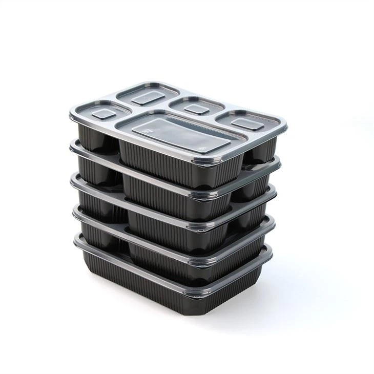 5-lokeroinen muovinen Bento-lounas kertakäyttöinen jakaja