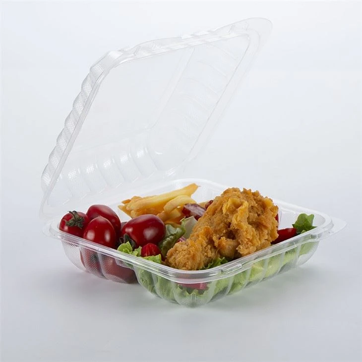 8x8 tuuman kirkkaat muoviset PP saranoidut take-out-astiat