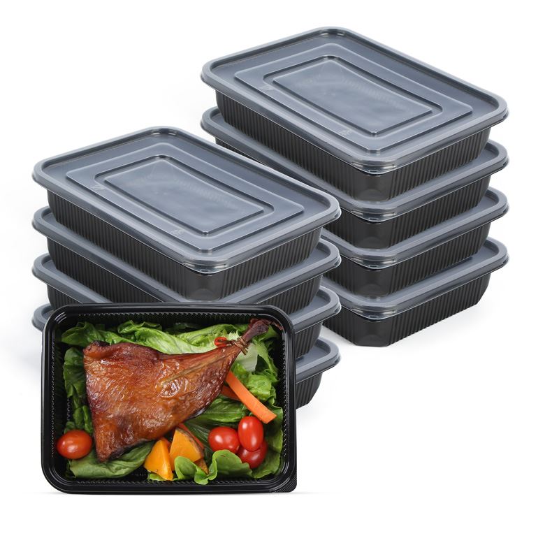 850 ml:n kertakäyttöiset muoviset tuoreelintarvikeastiat, 3 lokero, mikroaalt...