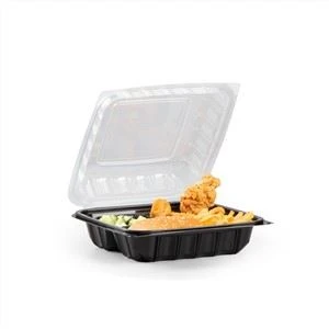YANG RUI Uusi tuote Ympäristöystävällinen Take Out Food Säiliö T To Go Box Ravintola Musta 3 lokero tarjottimet kirkkaalla Topilla