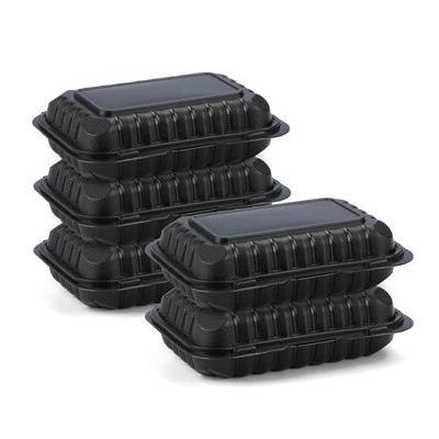 Mustat yksiosastoiset takeout-astiat